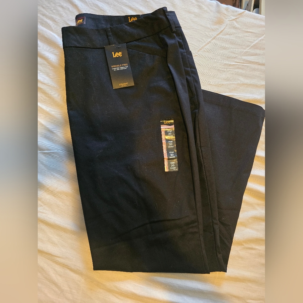 Lee Black Dress Pants Flat Front Formal